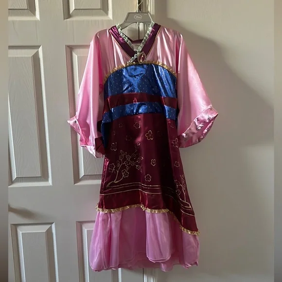 strapless open back dress Mulan Hero Red Dress Deluxe Girls Costume Child (M) 3T